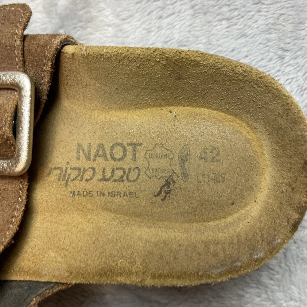 Naot Womens Fresno Leather Sandals 42 US 11-11.5 Navy Brown Loop Toe Cork Sole